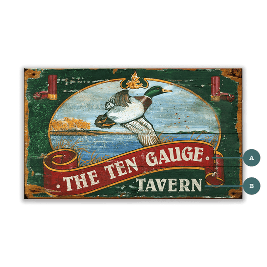 The Ten Gauge Tavern - Wood & Metal Wall Art