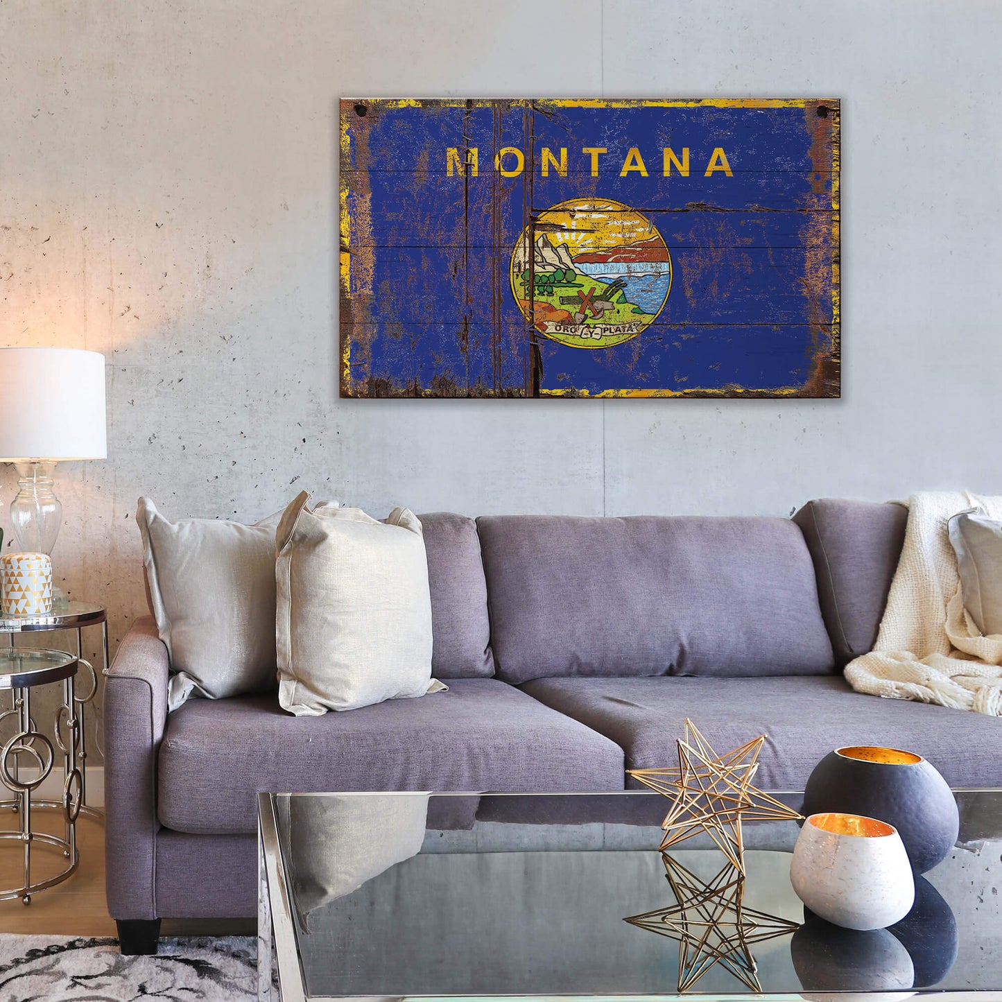 Heavily Weathered Montana Flag - Wood & Metal Wall Art