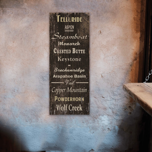 Vintage Ski Destinations - Wood & Metal Wall Art