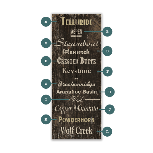 Vintage Ski Destinations - Wood & Metal Wall Art
