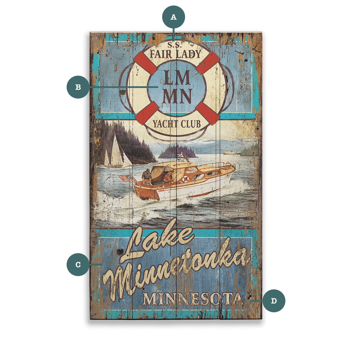 Fair Lady Yacht Club- Wood & Metal Wall Art