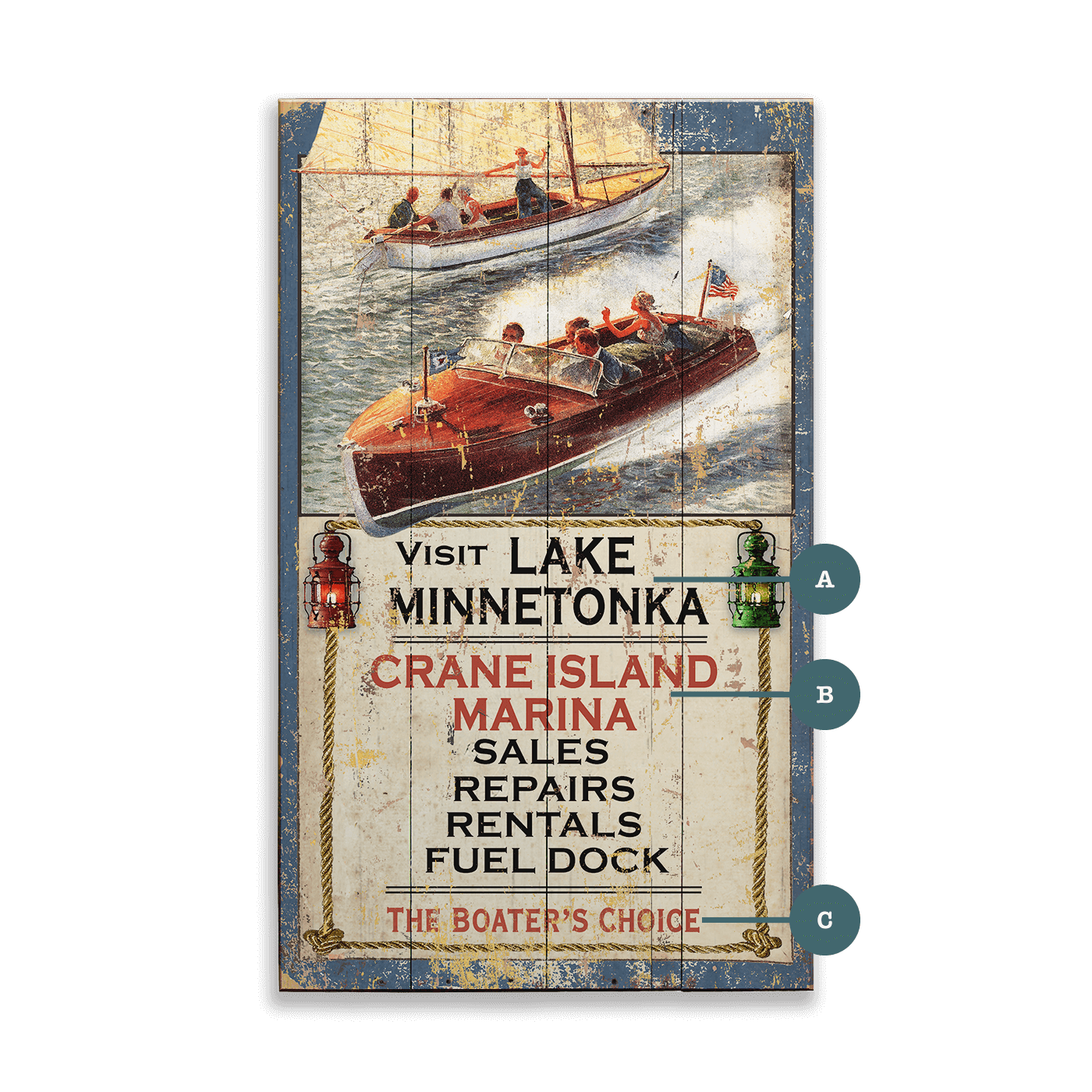 Crane Island Marina- Wood & Metal Wall Art