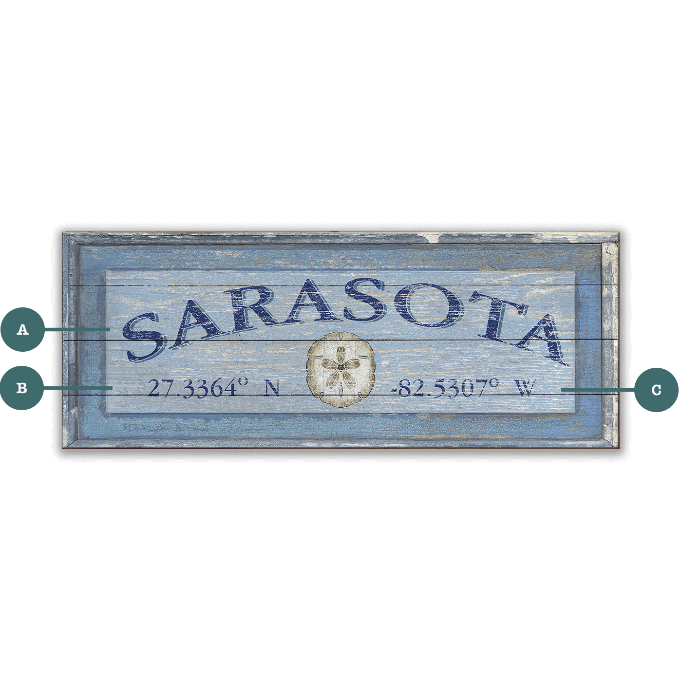 Sand Dollar Latitude - Wood & Metal Wall Art