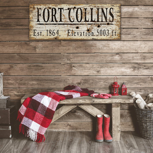 Fort Collins Established & Elevation - Wood & Metal Wall Art