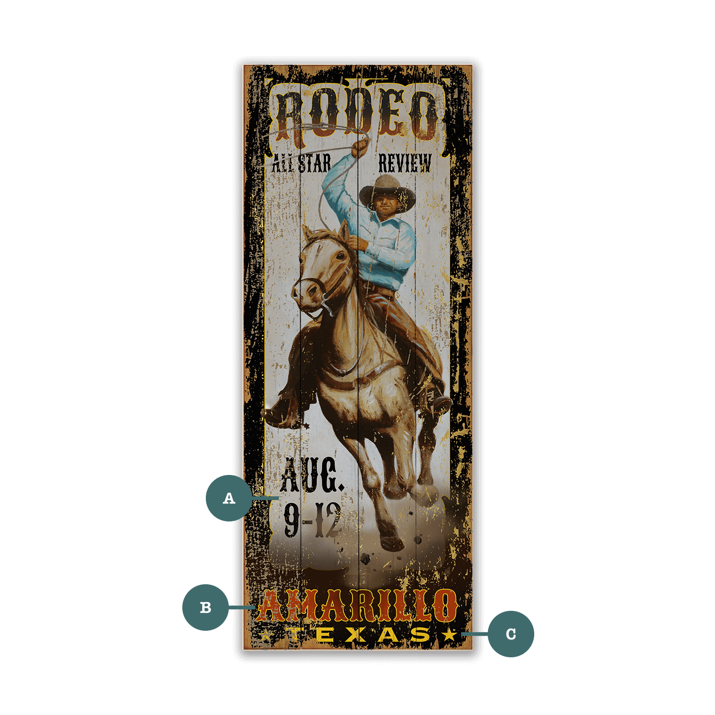 All Star Review Rodeo - Wood & Metal Wall Art