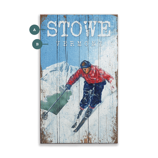 Ski Stowe Vermont - Wood & Metal Wall Art