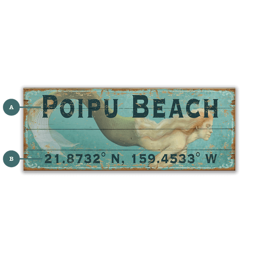 Mermaid Latitude - Wood & Metal Wall Art