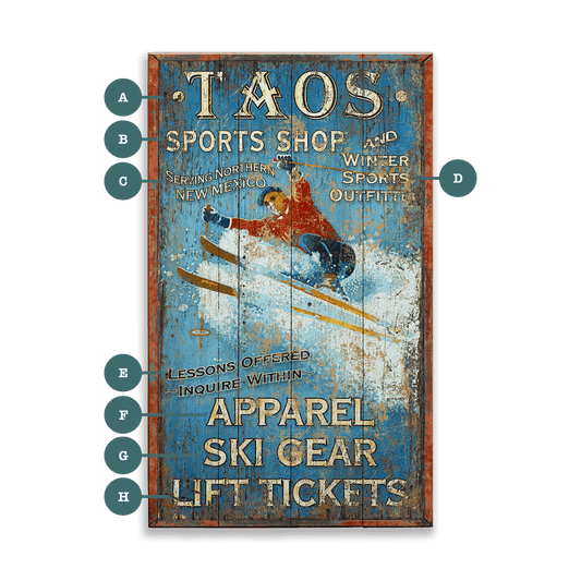 Winter Sports Shop - Wood & Metal Wall Art