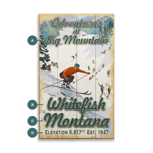 Retro Ski Adventures - Wood & Metal Wall Art