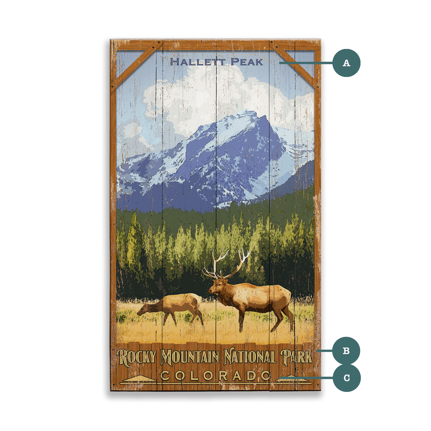 Rocky Mountain National Park: Hallett Peak - Wood & Metal Wall Art