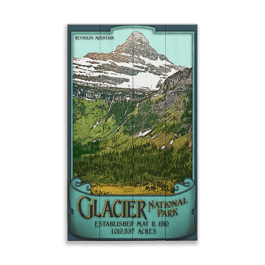 Reynolds Mountain at Glacier National Park: Smooth Finish - Wood & Metal Wall Art
