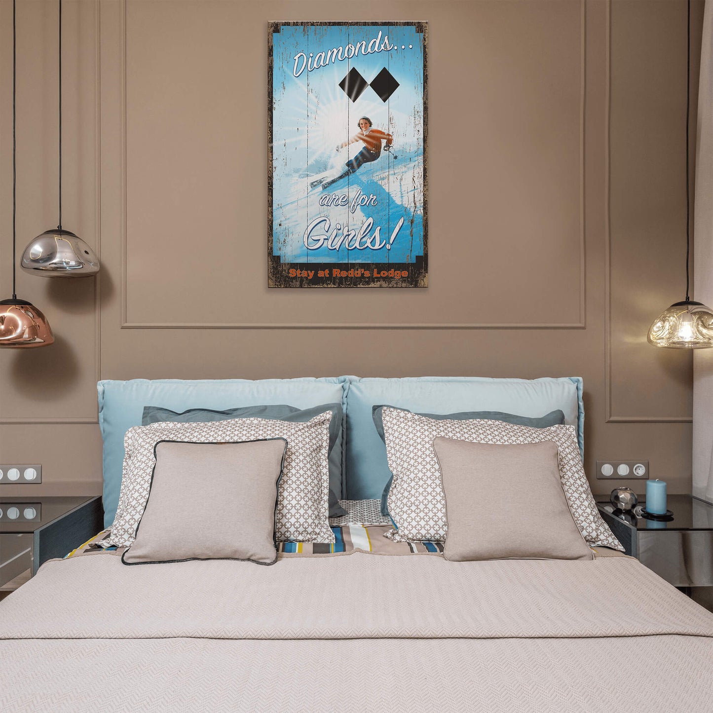 Ski Diamonds - Wood & Metal Wall Art