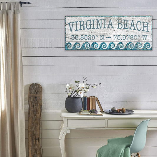 Coastal Town Latitude - Wood & Metal Wall Art