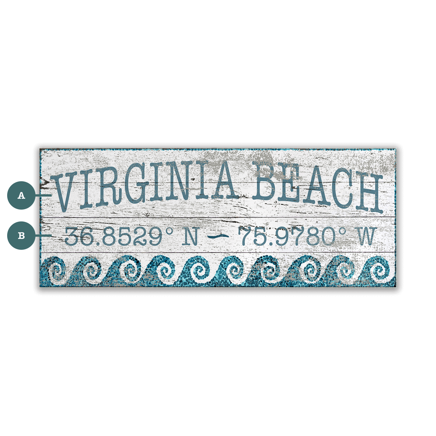 Coastal Town Latitude - Wood & Metal Wall Art