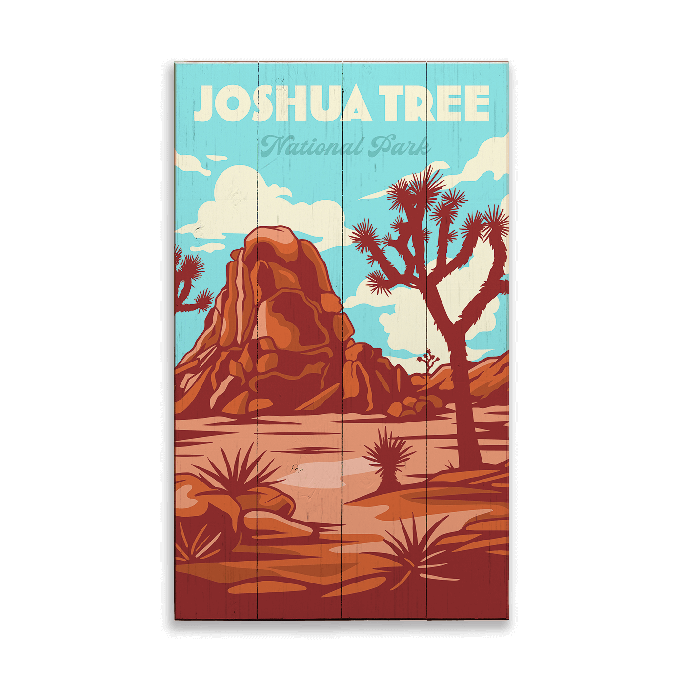 Iconic Joshua Tree National Park: Smooth Finish - Wood & Metal Wall Art