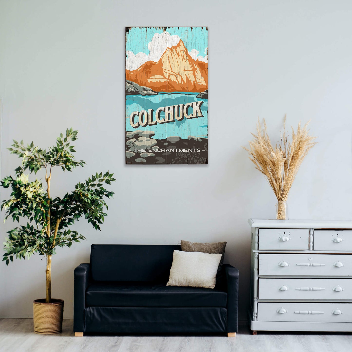 Colchuck: The Enchantments: Distressed Finish - Wood & Metal Wall Art
