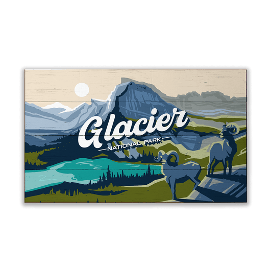 Big Horn Sheep at Glacier National Park: Smooth Finish - Wood & Metal Wall Art