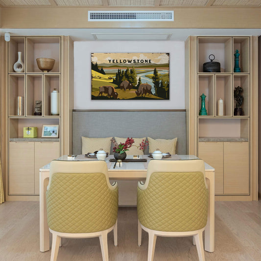 Bison Meadow Yellowstone National Park - Wood & Metal Wall Art