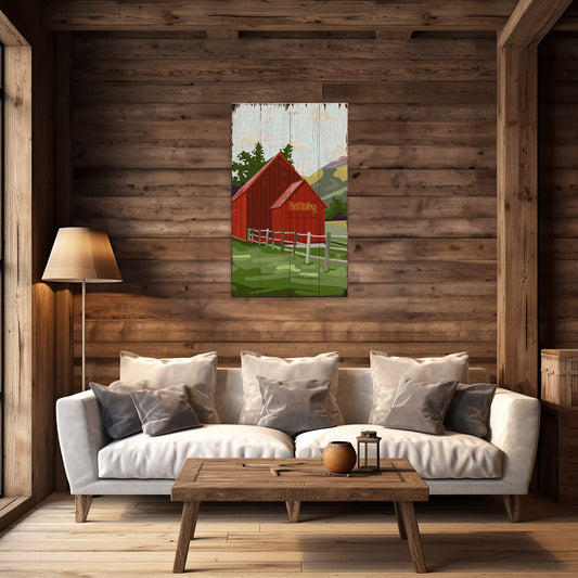 Sun Valley Red Barn - Wood & Metal Wall Art