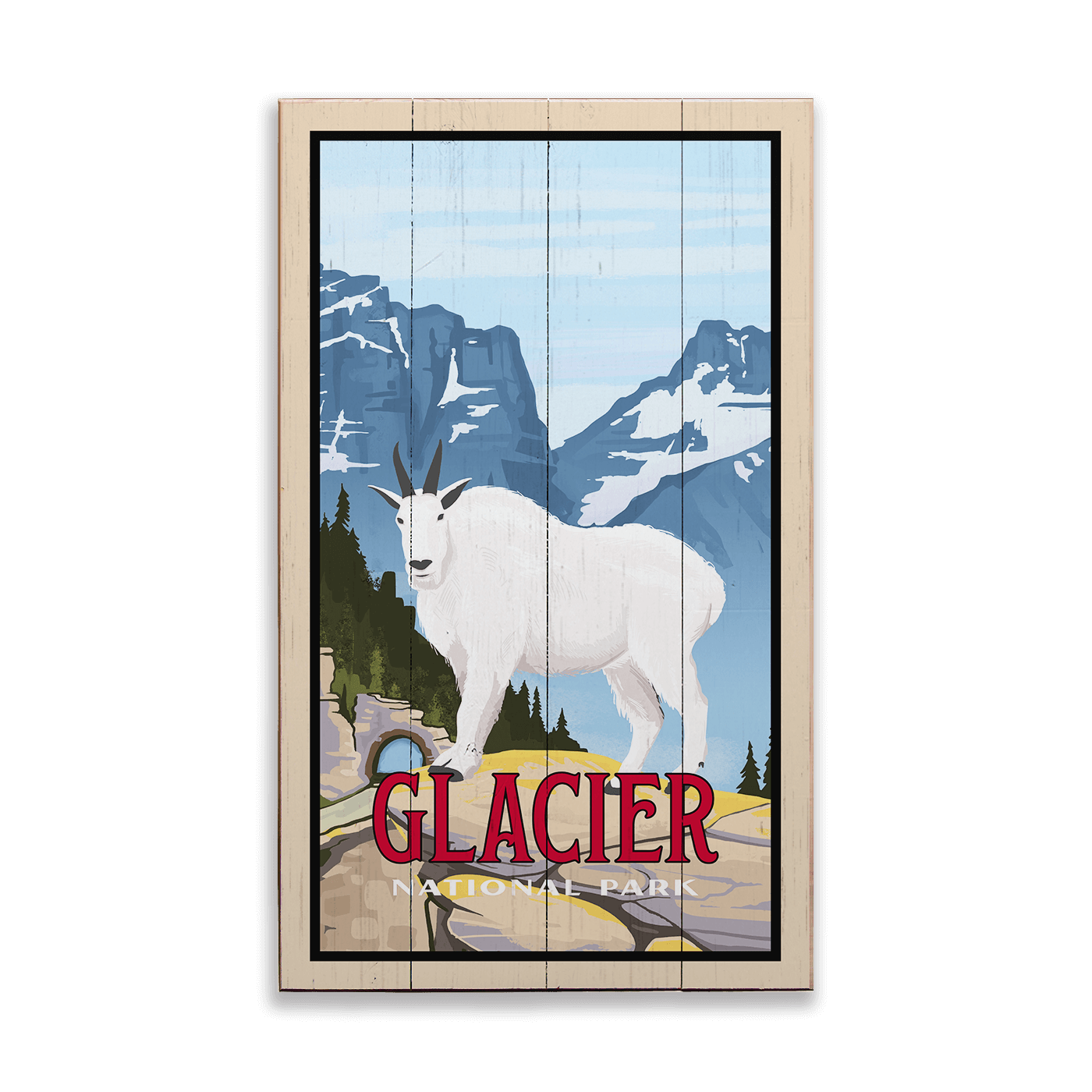 Mountain Goat at Glacier National Park: Smooth Finish - Wood & Metal Wall Art