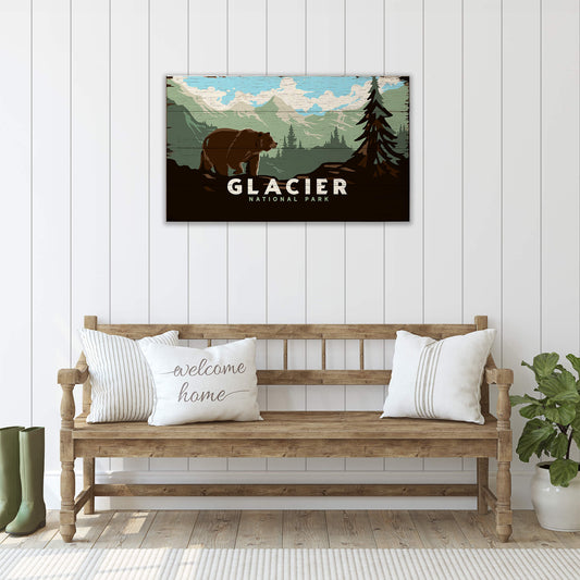 Grizzly at Glacier: Distressed Version - Wood & Metal Wall Art