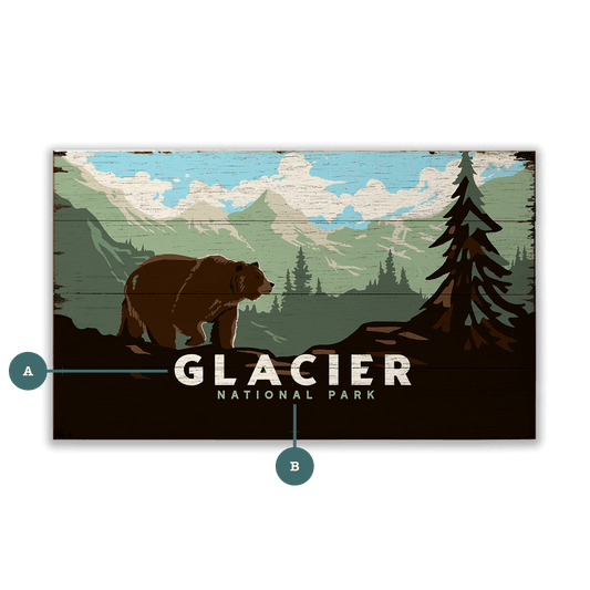 Grizzly at Glacier: Distressed Version - Wood & Metal Wall Art