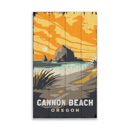 Cannon Beach Sunset - Wood & Metal Wall Art