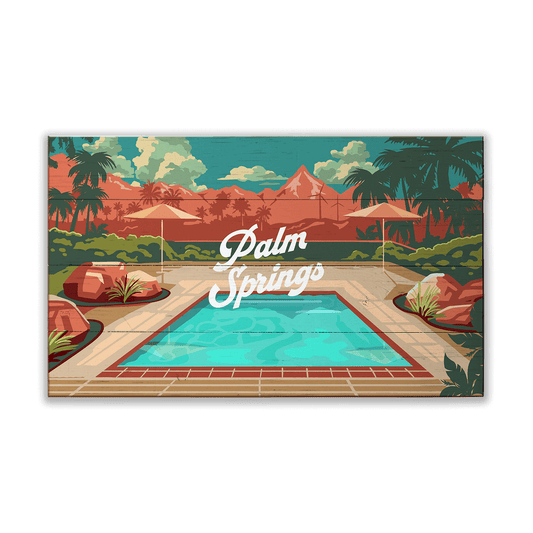 Palm Springs Mountain View: Smooth Finish - Wood & Metal Wall Art