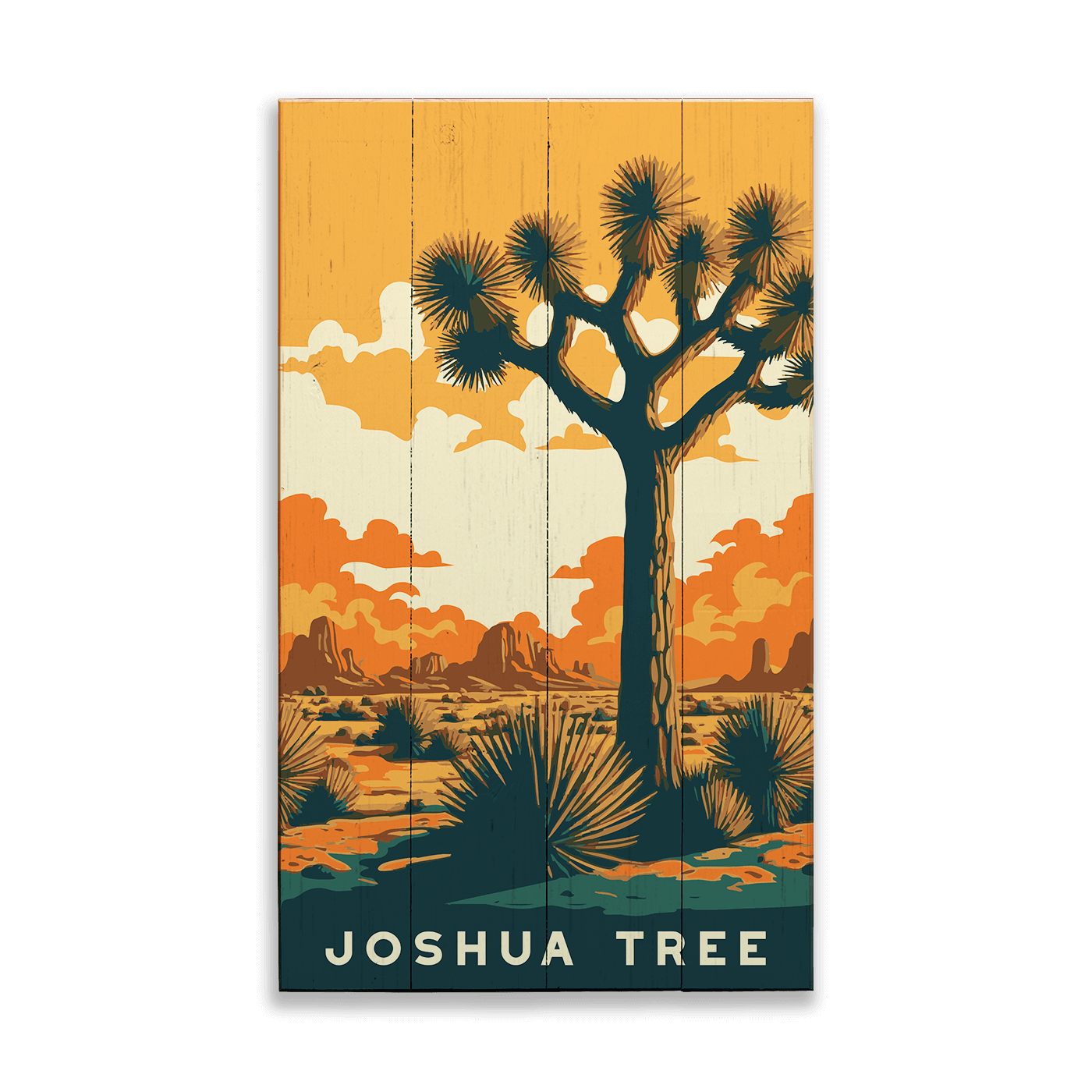 Sunset at Joshua Tree: Smooth Finish - Wood & Metal Wall Art