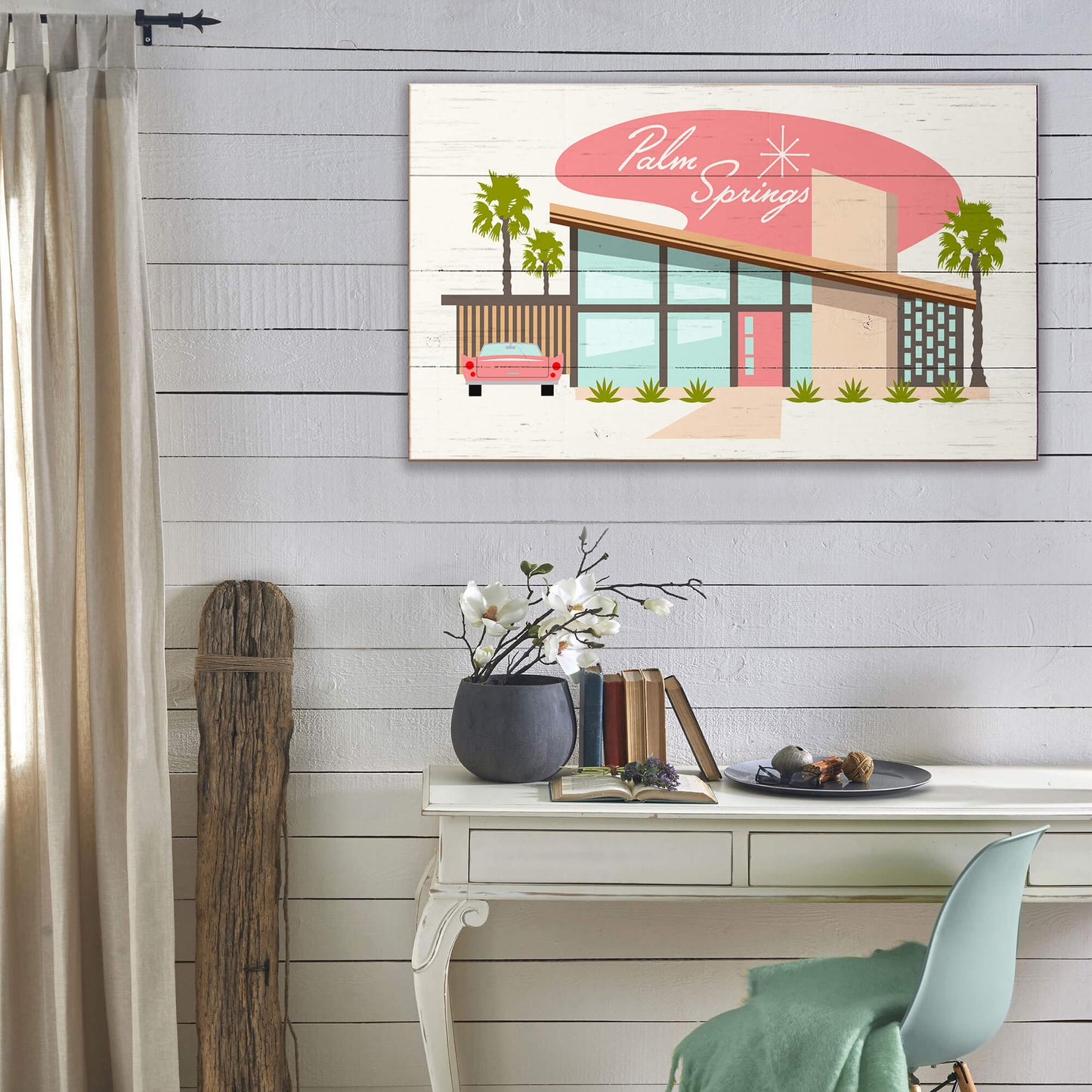Palm Springs: Mid Century Modern Home Sign - Wood & Metal Wall Art
