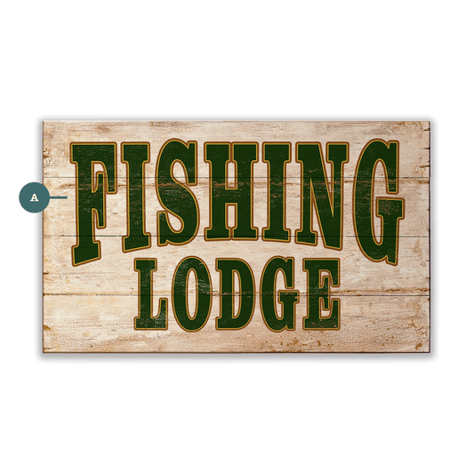 Fishing Lodge Sign - Wood & Metal Wall Art
