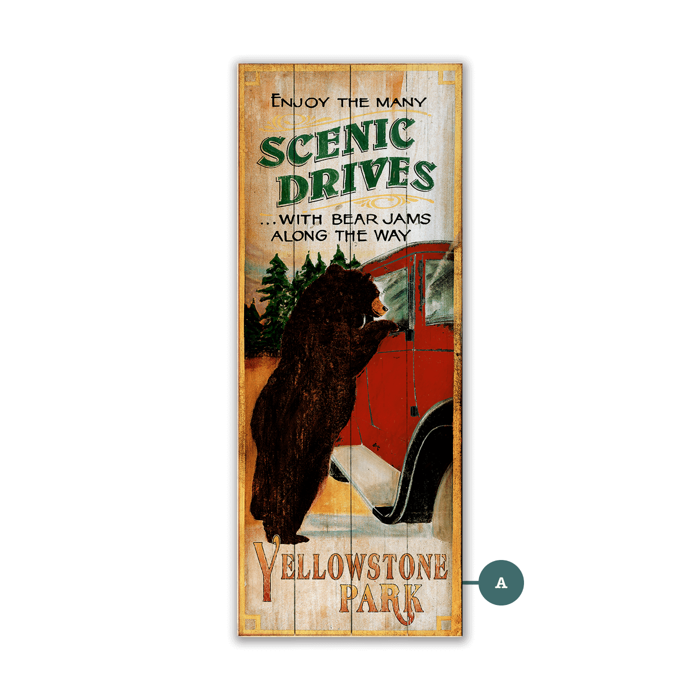 Scenic Drives with Bear Jams - Wood & Metal Wall Art