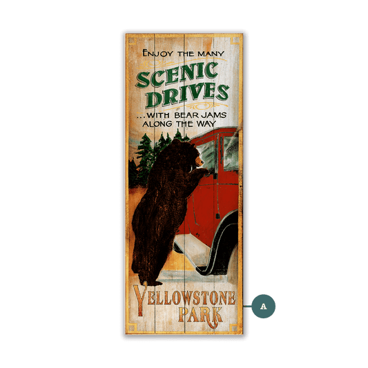 Scenic Drives with Bear Jams - Wood & Metal Wall Art