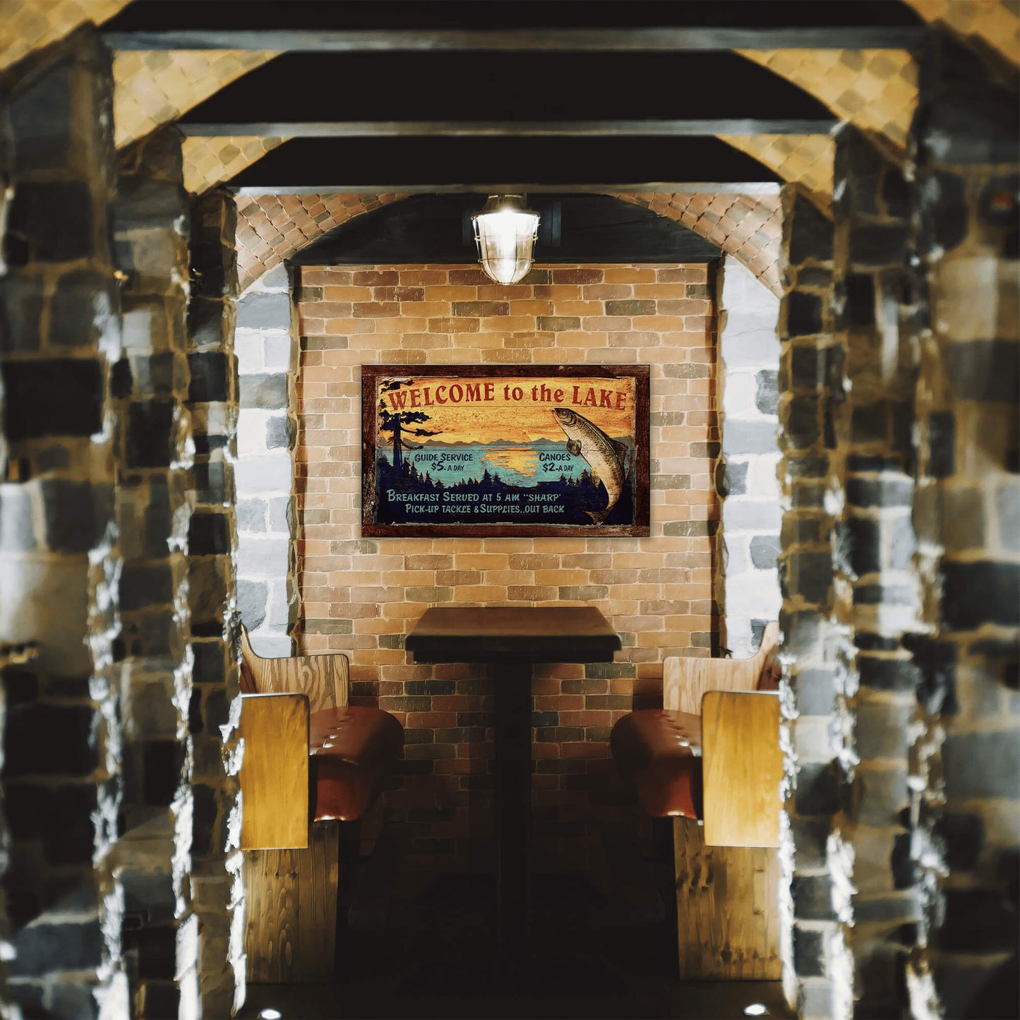 Rustic Lake Welcome - Wood & Metal Wall Art