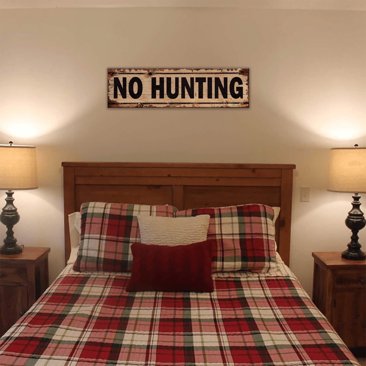 No Hunting Sign - Wood & Metal Wall Art