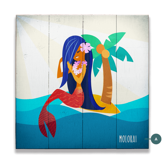 Mermaid's Retreat: Square - Wood & Metal Wall Art
