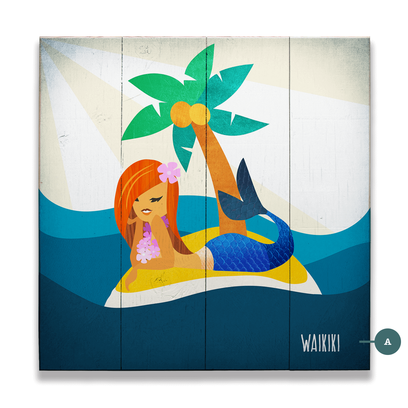 Mermaid's Haven: Square - Wood & Metal Wall Art