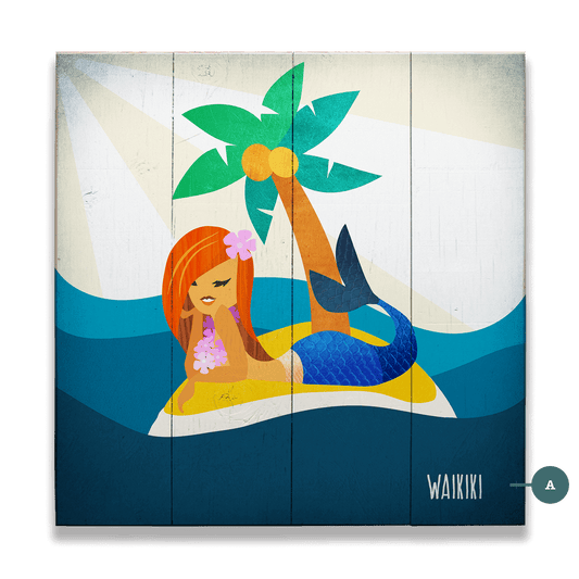 Mermaid's Haven: Square - Wood & Metal Wall Art