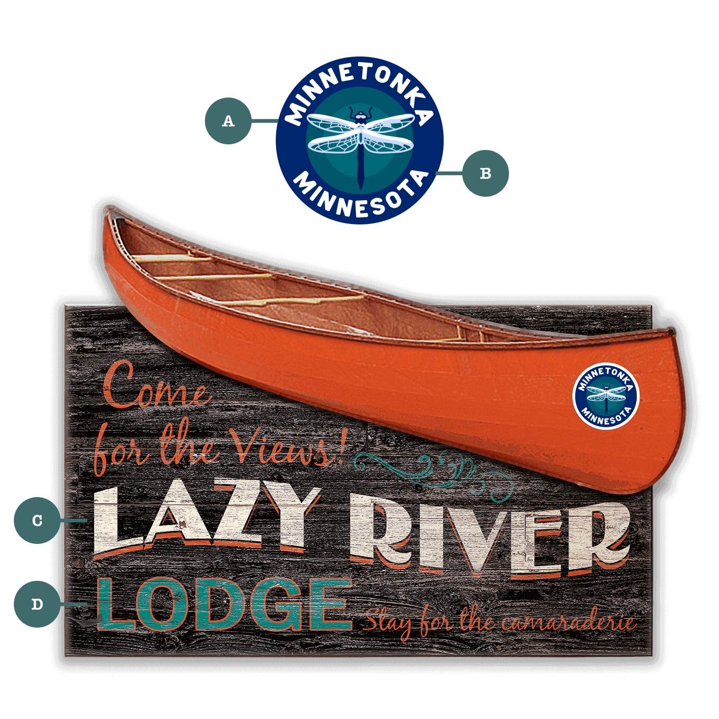 Come For the Views Canoe Cutup - Wall Decor
