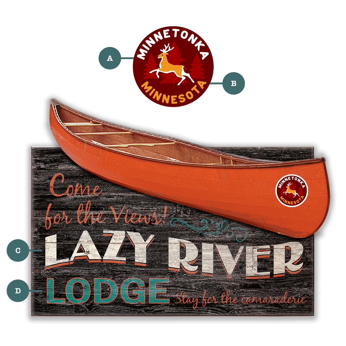 Come For the Views Canoe Cutup - Wall Decor