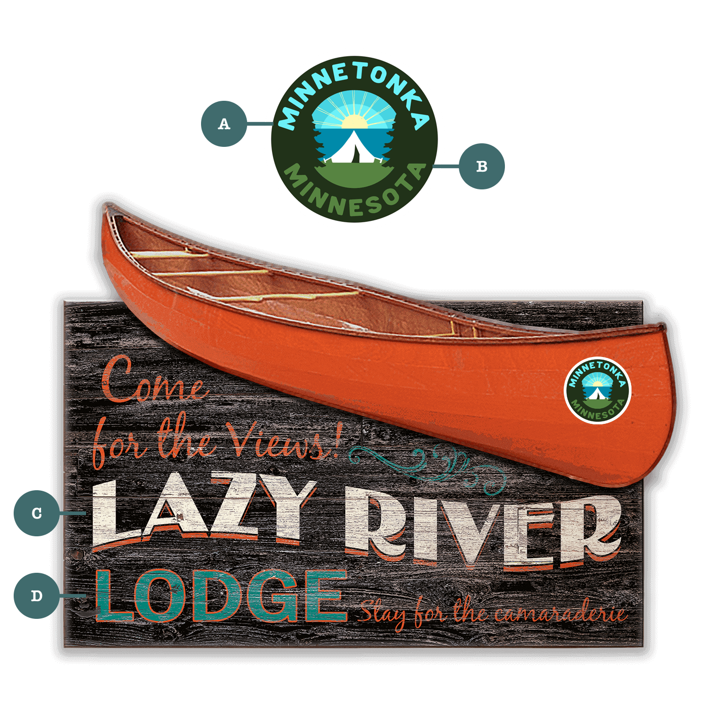Come For the Views Canoe Cutup - Wall Decor