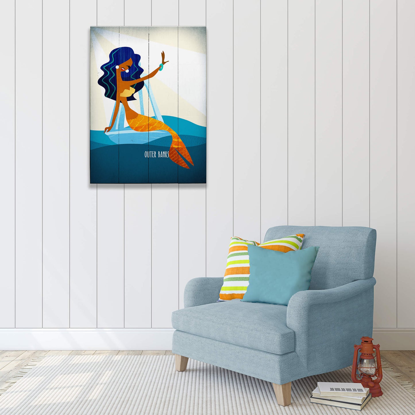 Mermaid's Wave: Portrait - Wood & Metal Wall Art