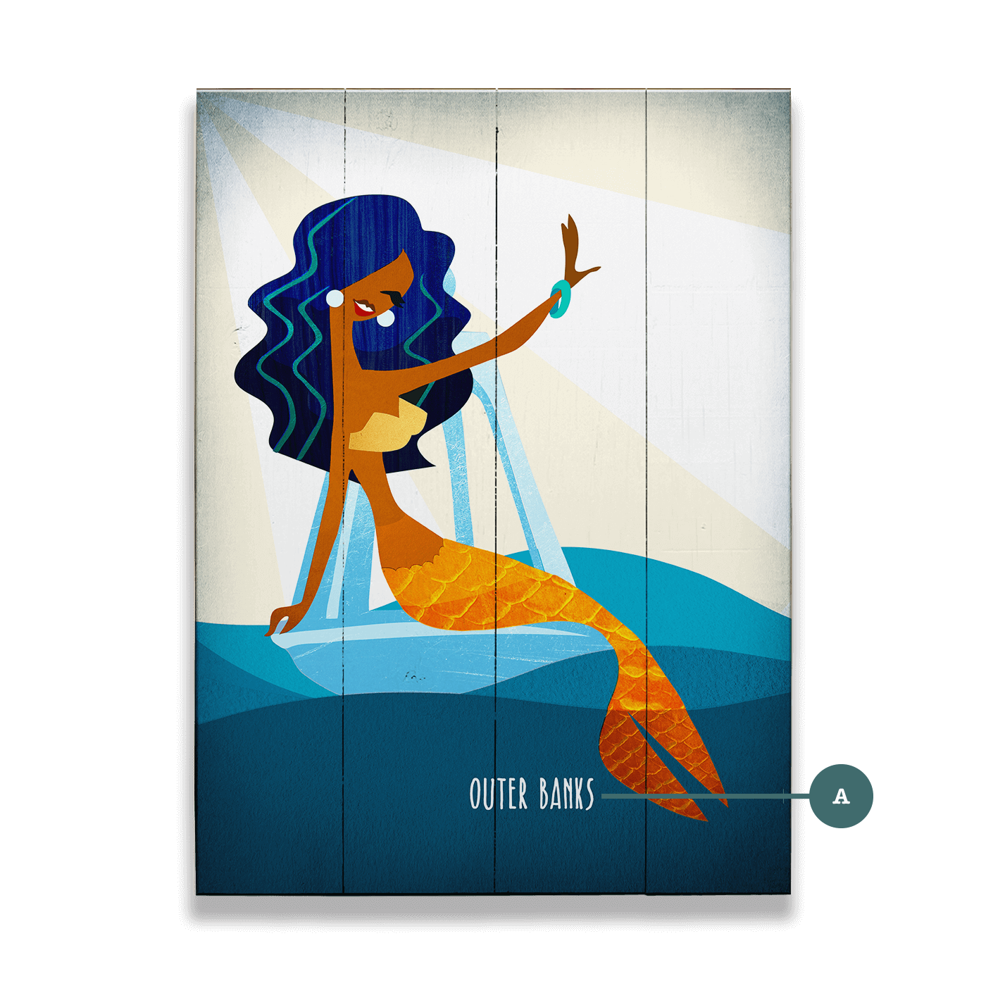 Mermaid's Wave: Portrait - Wood & Metal Wall Art