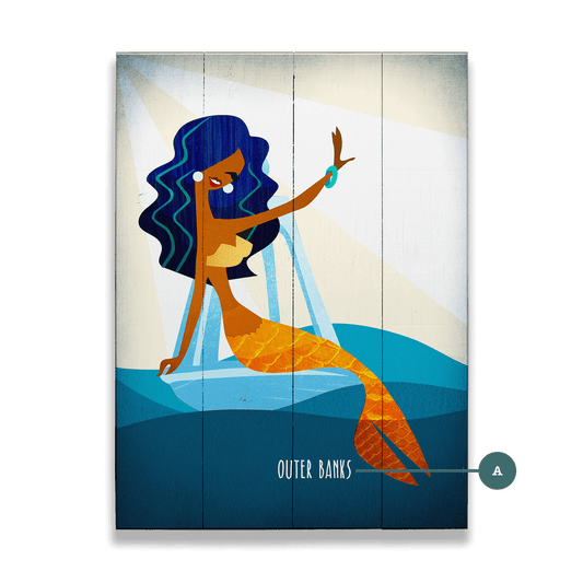 Mermaid's Wave: Portrait - Wood & Metal Wall Art