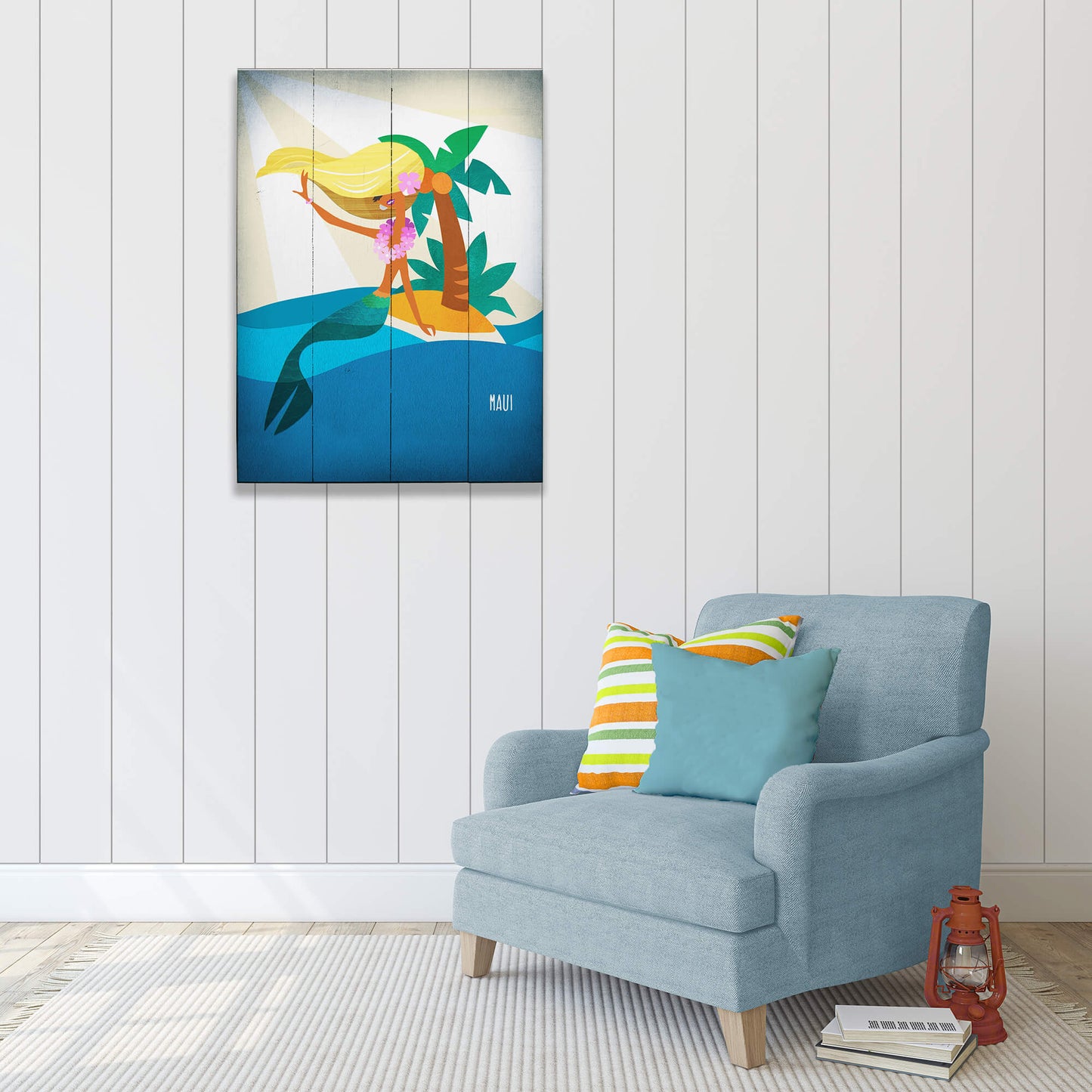 Mermaid's Paradise: Portrait - Wood & Metal Wall Art