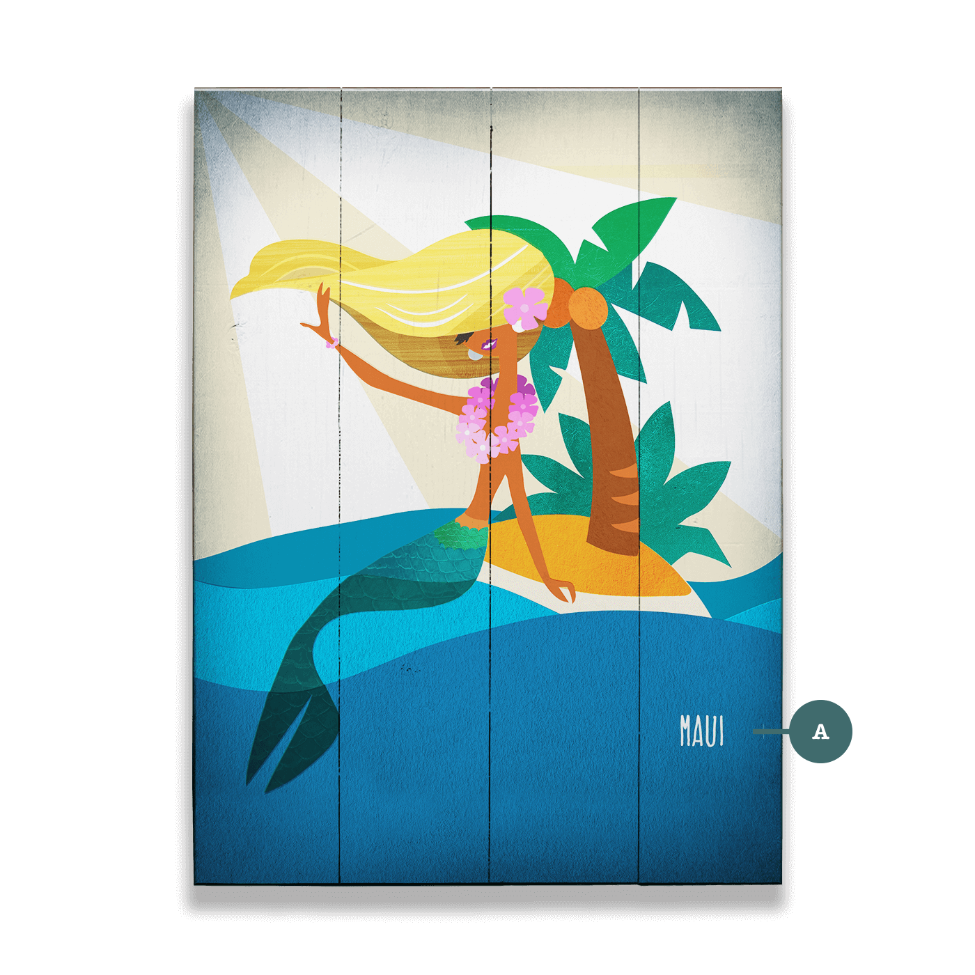 Mermaid's Paradise: Portrait - Wood & Metal Wall Art