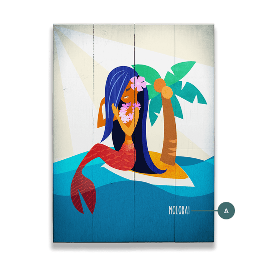 Mermaid's Retreat: Portrait - Wood & Metal Wall Art