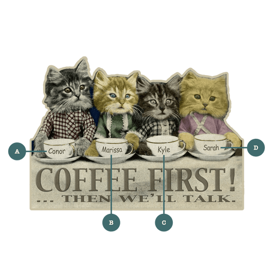 Coffee First Kittens - Wood Wall Decor