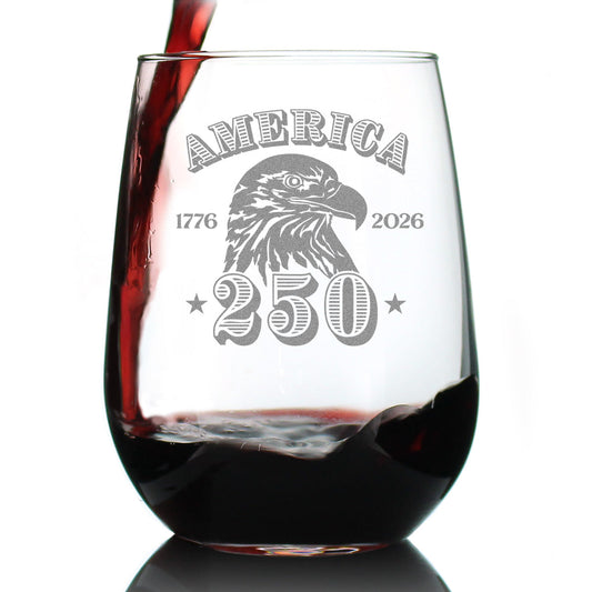 America's 250th Anniversary Engraved Stemless Wine Glass Celebrate America's Birth Large Wine Glasses - 17 oz