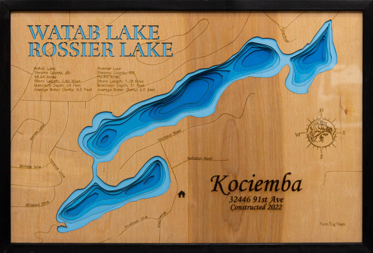 Watab Lake and Rossier Lake in Stearns County, Minnesota